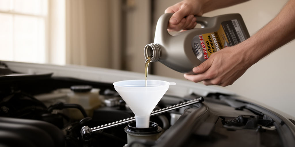 Долив масла — крупный план